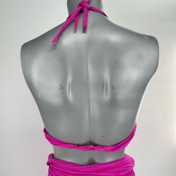 LA PERLA Pink Halter Cover Up Dress & Bikini Top Sz 48 US 12 - Picture 8 of 13